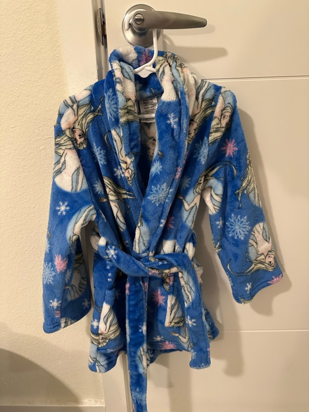 Girls' Blue Snow Princess Elsa Plush Robe with Shawl Collar